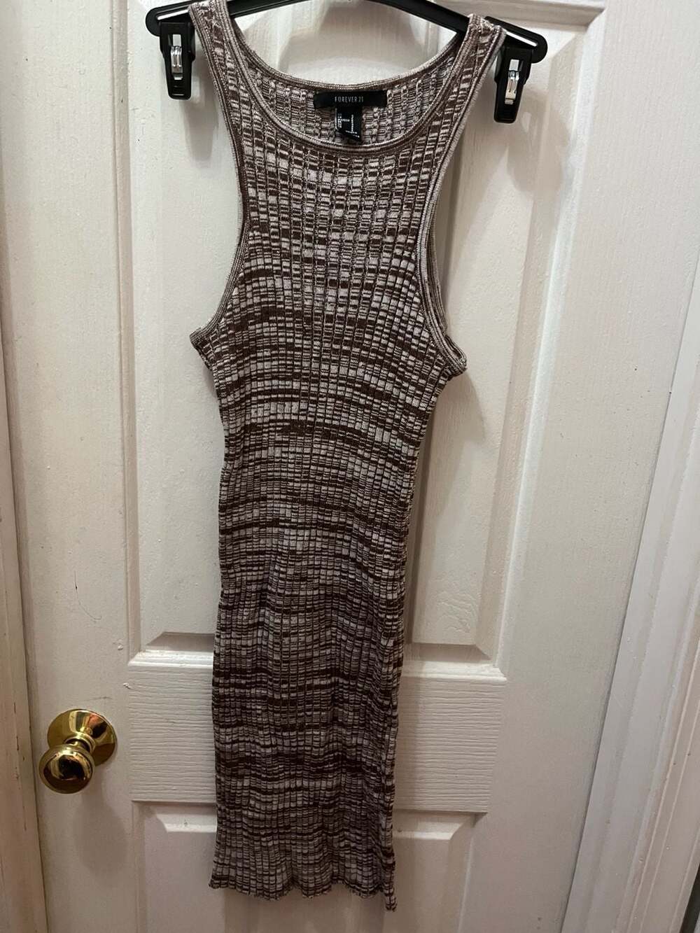 Forever 21 Knit Dress Size S Brown Patterned Tank Midi